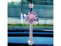 2026-colgante De Espejo Retrovisor De Cristal K9 Rosa Decoración De Coche Moda
