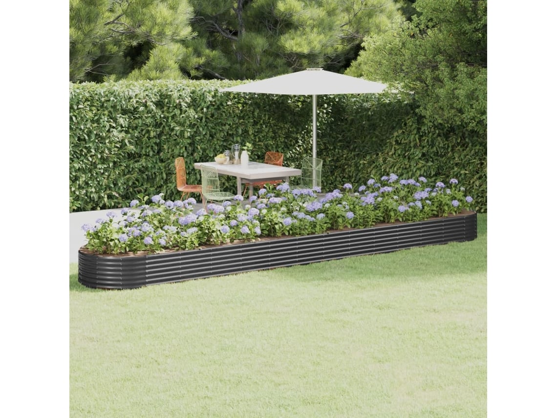 Jardinera elevada de acero revestida con polvo antracita (544 x 100 x 36 cm) DKD Home Decor