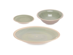Set 18 pzs vajilla gres verde borde colección VESSIA