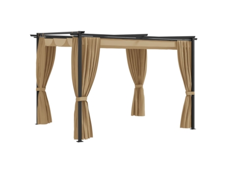 MAISON EXCLUSIVE Cenador con cortinas acero gris taupe 3x3 m