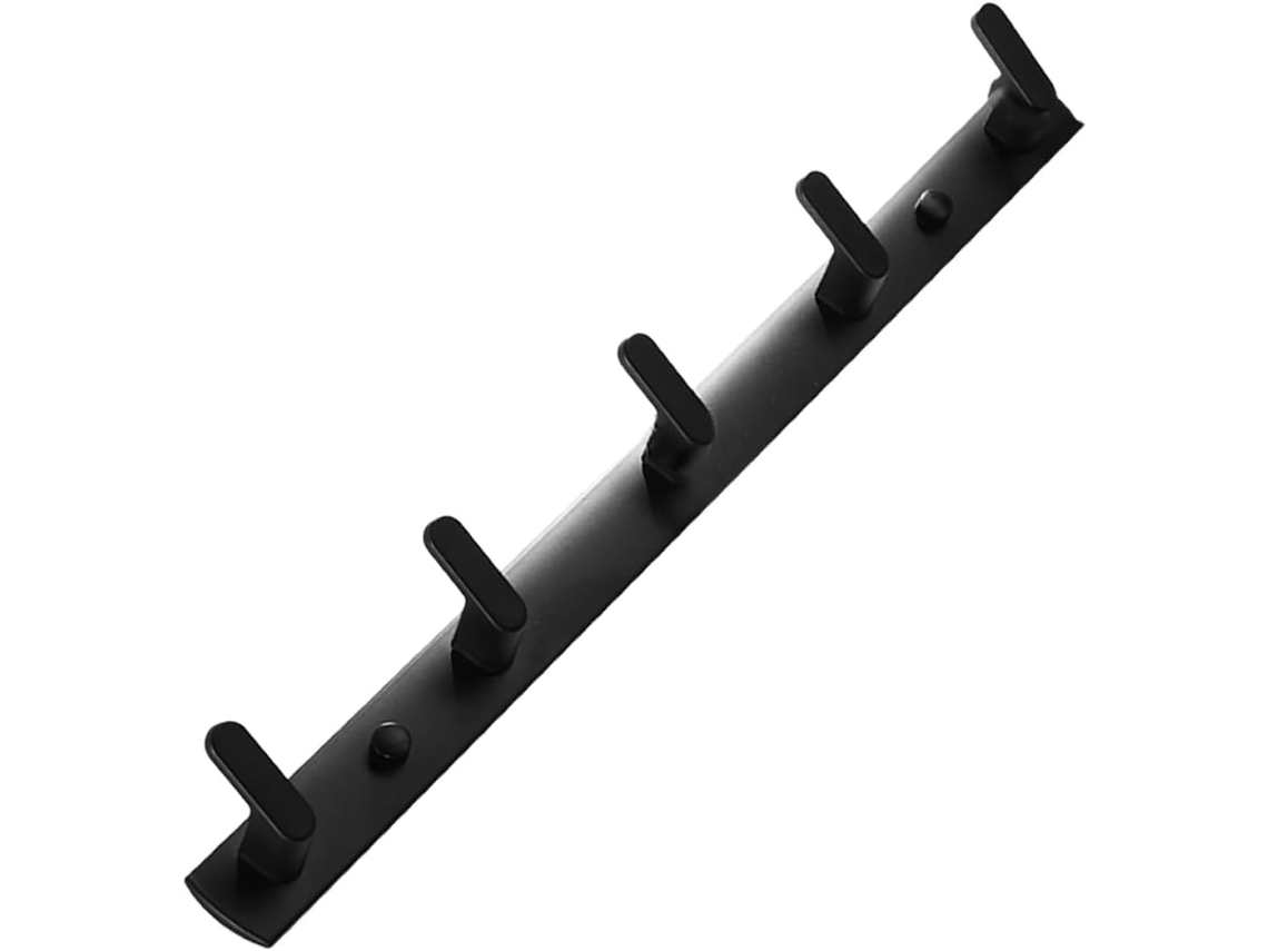 Juego de 5 ganchos de pared de aluminio negro espacial, ideales para colgar abrigos, toallas y más.