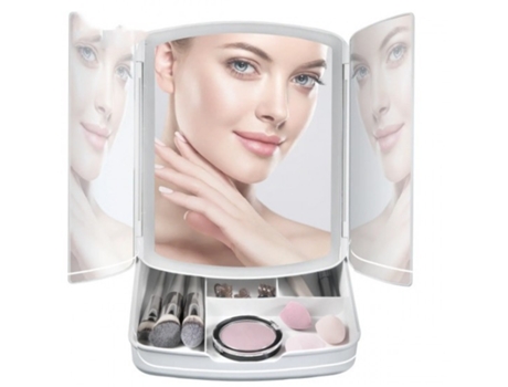 Espejo LED con organizador de maquillaje