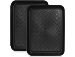 Juego 2 Bandejas Plástico Negro Botas Resistentes Desgaste Fáciles Limpiar Guardar Zapatos Tanto Interiores