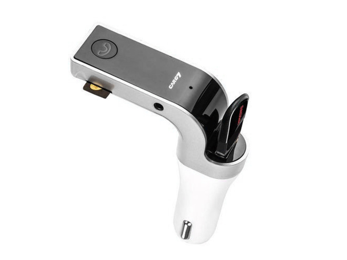 Transmisor de FM YIZHOOD G7 Bluetooth Manos libres Disco USB Entrada AUX USB plata