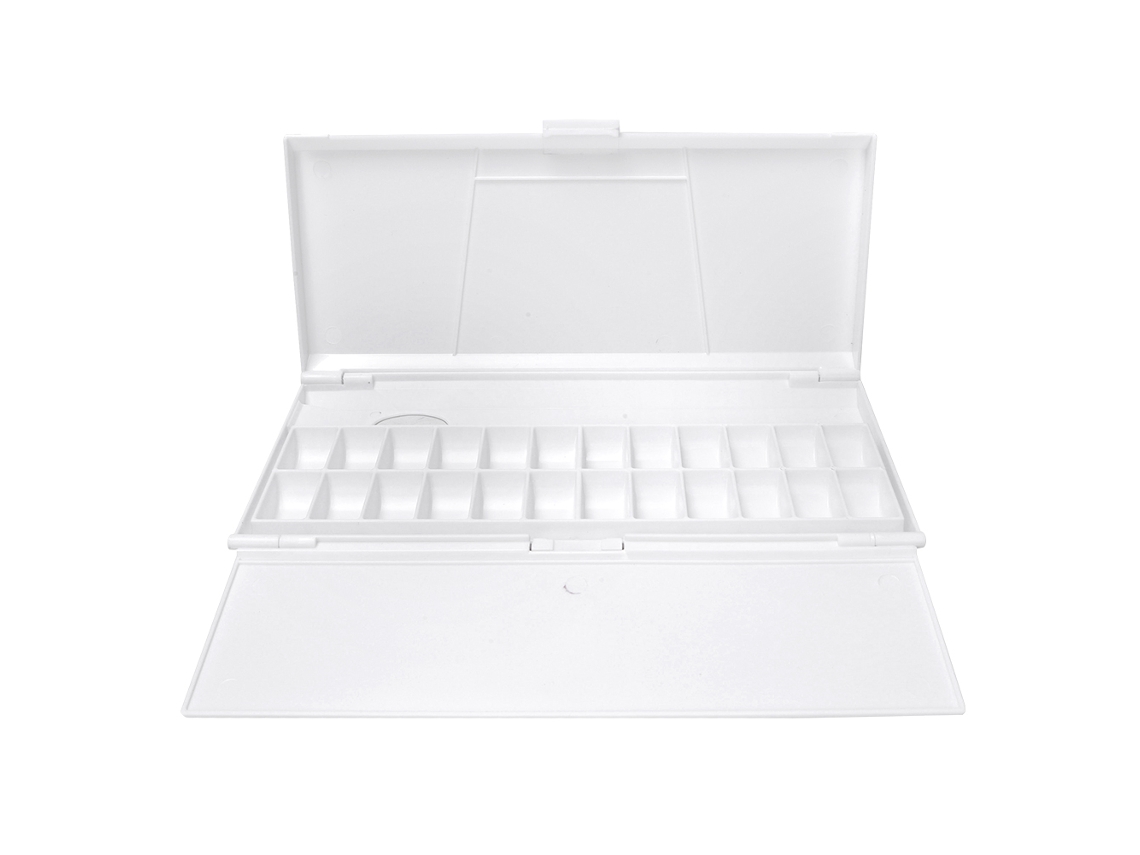 Paleta De Pintura Portátil De Plástico Blanco Con 24 Cuadrículas Para Agua Y Arte.