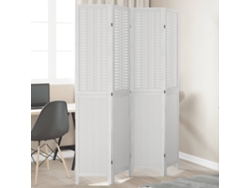 Biombo Separador De 4 Paneles Madera Maciza Paulownia Blanco