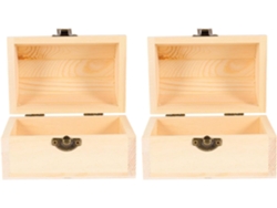 Almacenamiento Decorativa Madera Beige 2 Piezas Cerradura Construcción Robusta Arqueada Organizador Viaje