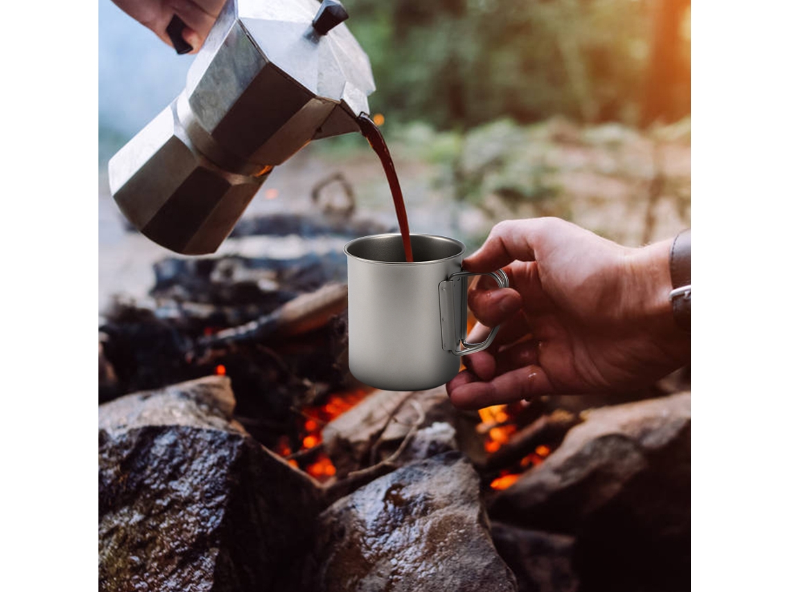 Vaso Ultraligero De Titanio Con Asa Plegable Para Camping Y Actividades Al Aire Libre (300 Ml/400 Ml/450 Ml/750 Ml).