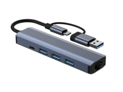 Concentrador Usb-c Con Adaptador Ethernet, Divisor Usb-c 3.0, Estación De Acoplamiento Usb Delgada 5 En 1 Con 3 Puertos Para Portátil Macbook Pro*