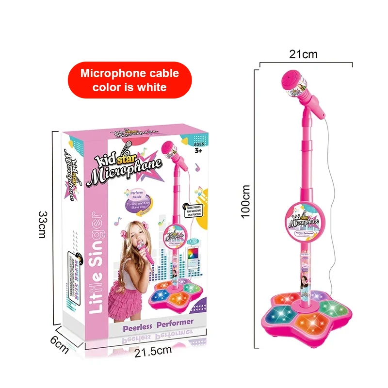 Micrófono De Pie De Juguete Para Niños (rojo), Máquina De Karaoke Electrónica Portátil Para Niños