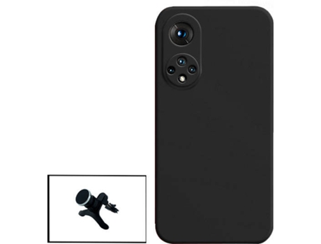 Kit Soporte Magnético Reforzado de Coche y Funda Silicona Liquida Huawei Nova 9 PHONECARE Negro