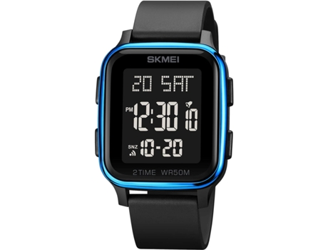VEANXIN Reloj digital resistente al agua de 50 m con esfera cuadrada y luz LED-Rojo