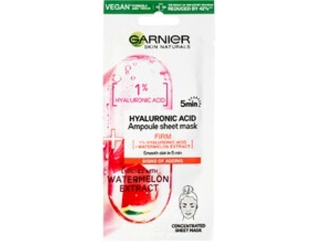 GARNIER - Skin Naturals Hyaluronic Acid Ampoule Sheet Mask - Strength of ampoules in a textile mask with hyaluronic acid and watermelon extract 15.0g