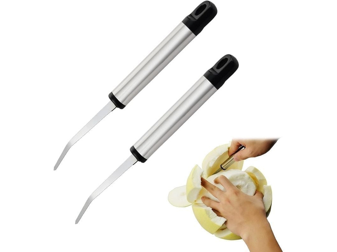 Cuchillo De Pomelo De Acero Inoxidable Curvo Con Sierra Para Pomelos Y Naranjas Herramienta De Cocina 2 Piezas