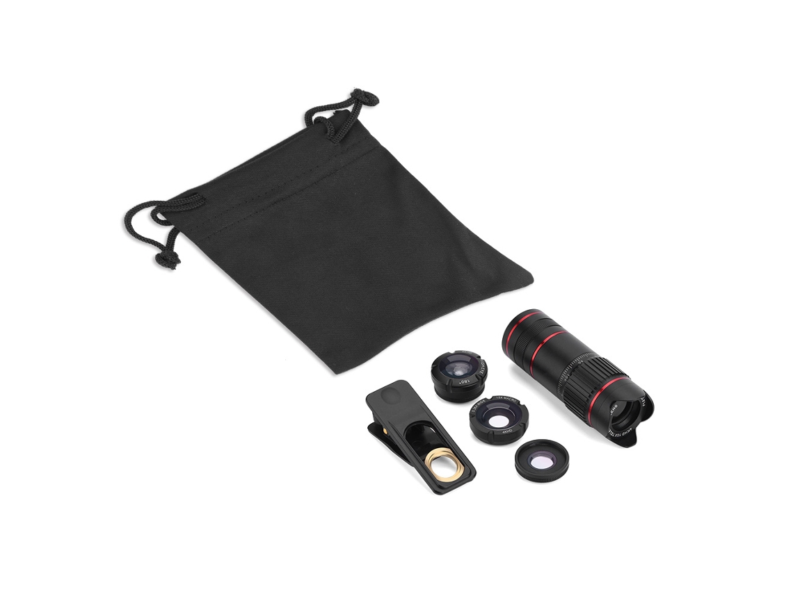 Conjunto De Lentes Móviles (fisheye 10x Telefoto) Universal 4 En 1 Lente Externa Para Teléfonos