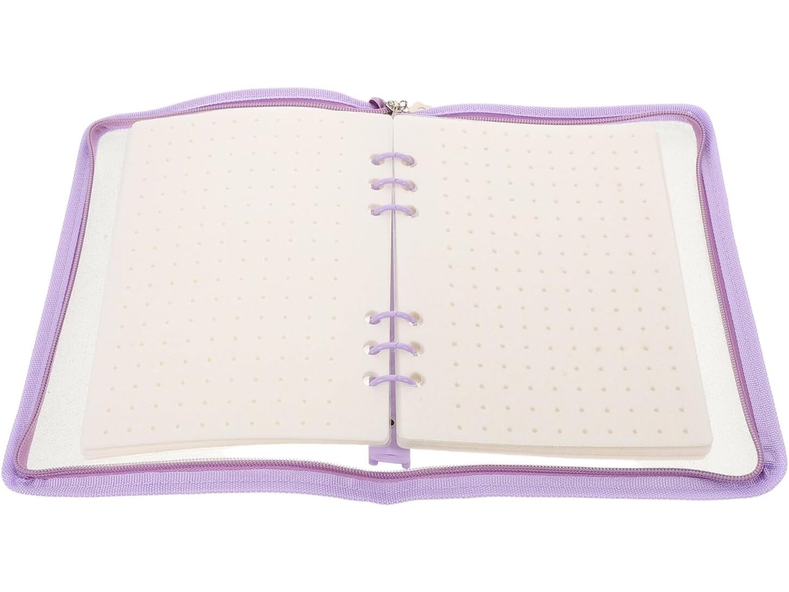 Libreta Organizadora De Alfileres De Fieltro Morado Con Cremallera Y Separadores.
