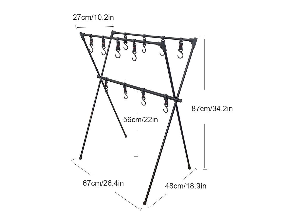 Estante Colgante Plegable Para Equipo De Camping Ligero En Aleación De Aluminio Con Ganchos Para Barbacoa Y Almacenamiento.