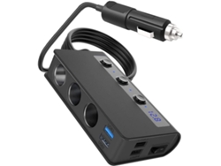 Adaptador Divisor De Enchufe Para Encendedor De Cigarrillos Con Puertos Y Tomas De Corriente Usb De Carga Rápida Para Coche De 180 W