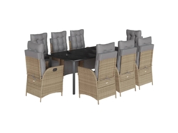 Maison Exclusive - Set Comedor De Jardín 9 Pzas Con Cojines Ratán Sintético Beige