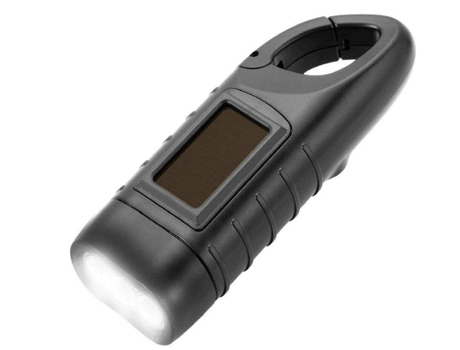 Manivela para linterna de emergencia linterna LED recargable portátil manivela mosquetón solar (negro) BISBISOUS