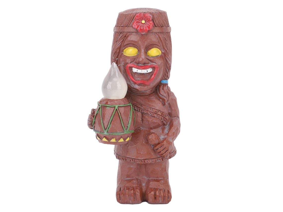 Lámpara solar creativa de resina con tótem de rostro sonriente maya para jardín CHABERLU