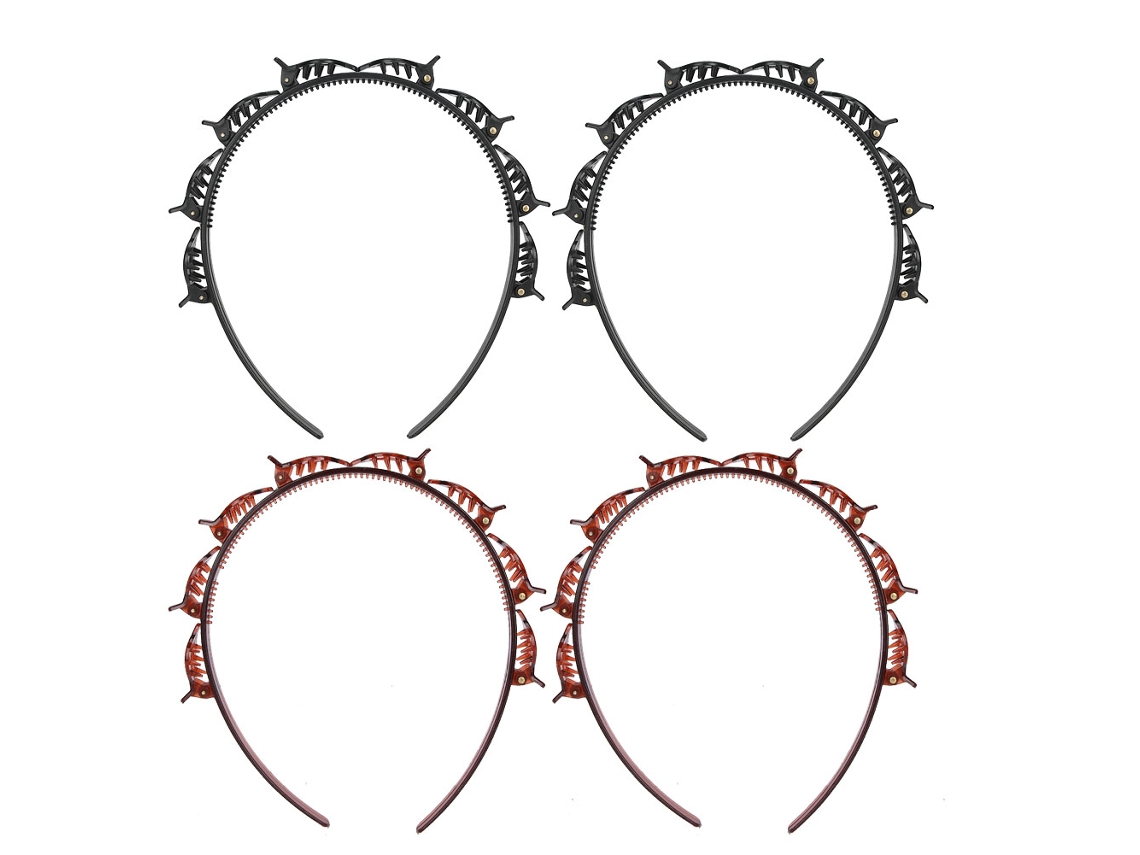 4pcs Diadema Estilo De Cabelo De Ferro Unissex Com Camadas Duas Acessórios De Cabelo