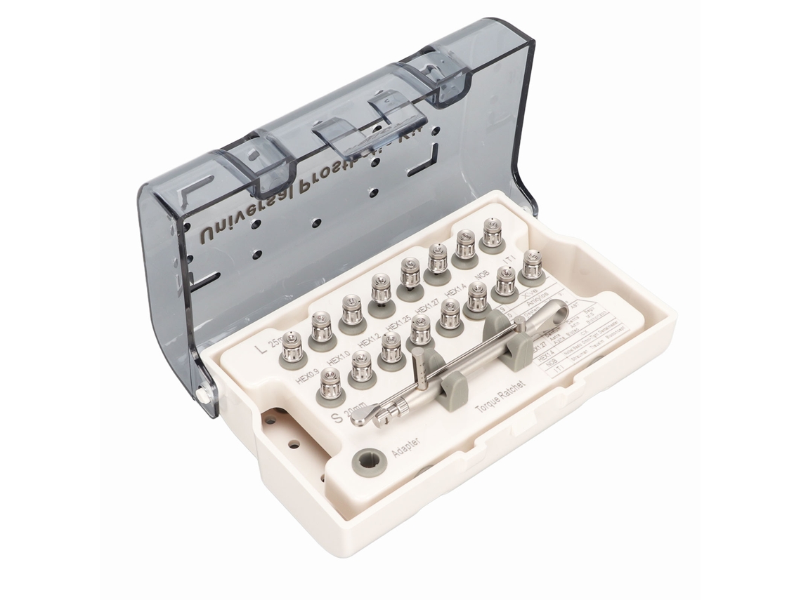 Kit de destornillador para implantes dentales, 16 piezas, acero inoxidable, profesional, resistente al calor y preciso.