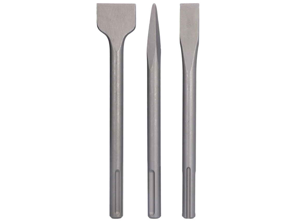 Brocas de acero al carbono para taladro percutor rotativo (3 unidades)