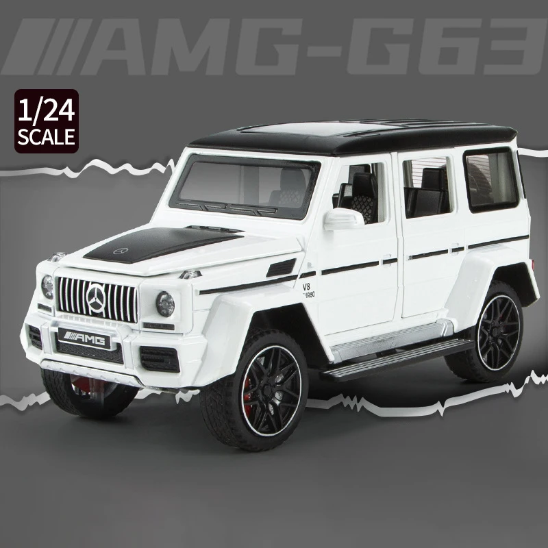Coche De Juguete (blanco) A Escala 1:24, Fabricado En Metal Fundido A Presión, Con Efectos De Sonido Y Luz.