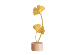 Estatua decorativa moderna de hierro con hoja de ginkgo dorada