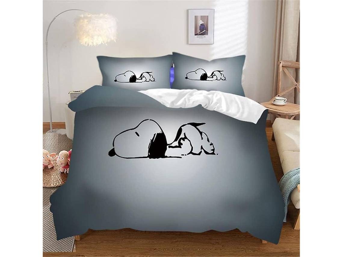 Juego De Sábanas De Microfibra Suave, Snoopy Animal Fantasy, Rosa Y Gris, Tamaño King Size 220x240cm