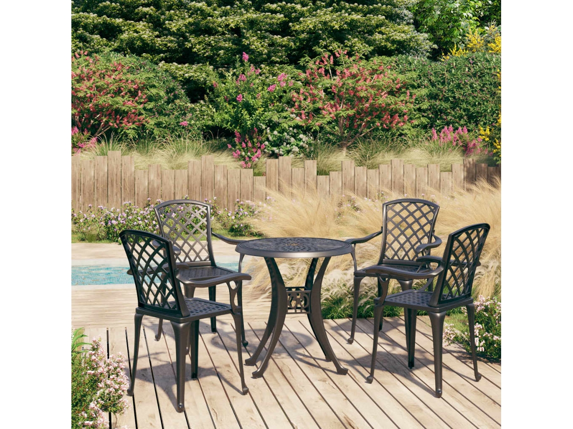Conjunto bistro de 5 piezas de aluminio fundido negro de DKD Home Decor