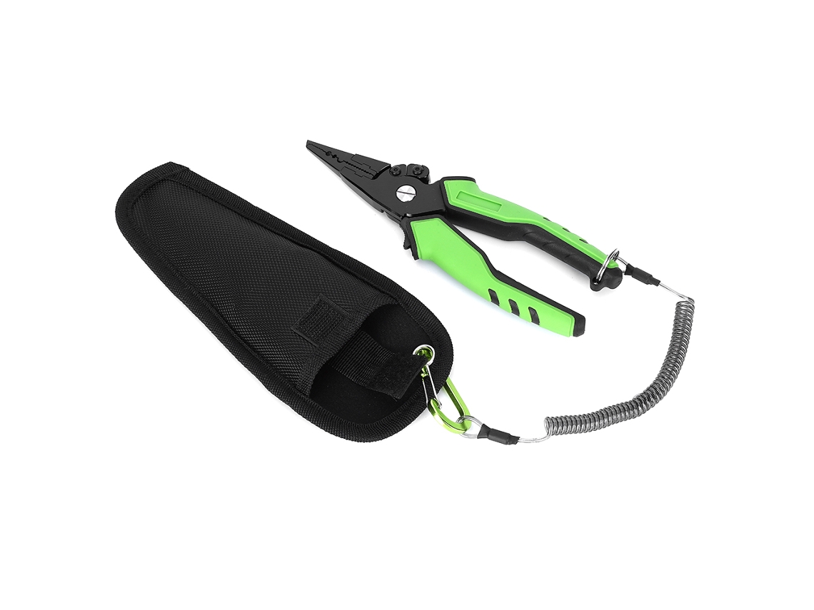 Empuñadura de pesca ligera Anub en aleación de aluminio verde con cordón antipérdida y función de peso.
