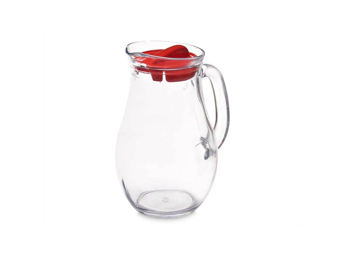 Jarra Bistro Rojo Transparente Vidrio Plástico 1 L