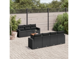 Conjunto de sofá de jardín de 8 piezas con cojines en mimbre sintético negro de DKD Home Decor