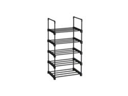 Zapatero 5 Niveles Sin Herramientas Pasillo Dormitorio Metal Plástico 45x30x89 Cm - Negro