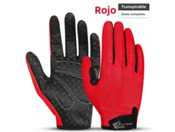 (rojo L) Guantes De Ciclismo, Con Dedos, Antideslizantes, Amortiguadores, Compatibles Con Pantalla Táctil, Transpirables.