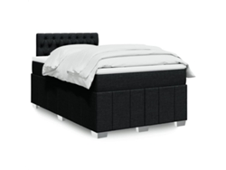 Cama Box Spring Con Colchón Tela Negro 120x200 Cm