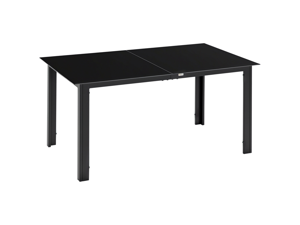 Mesa De Exterior, Aluminio Y Cristal, 150x90x74cm, 50kg, Negra.