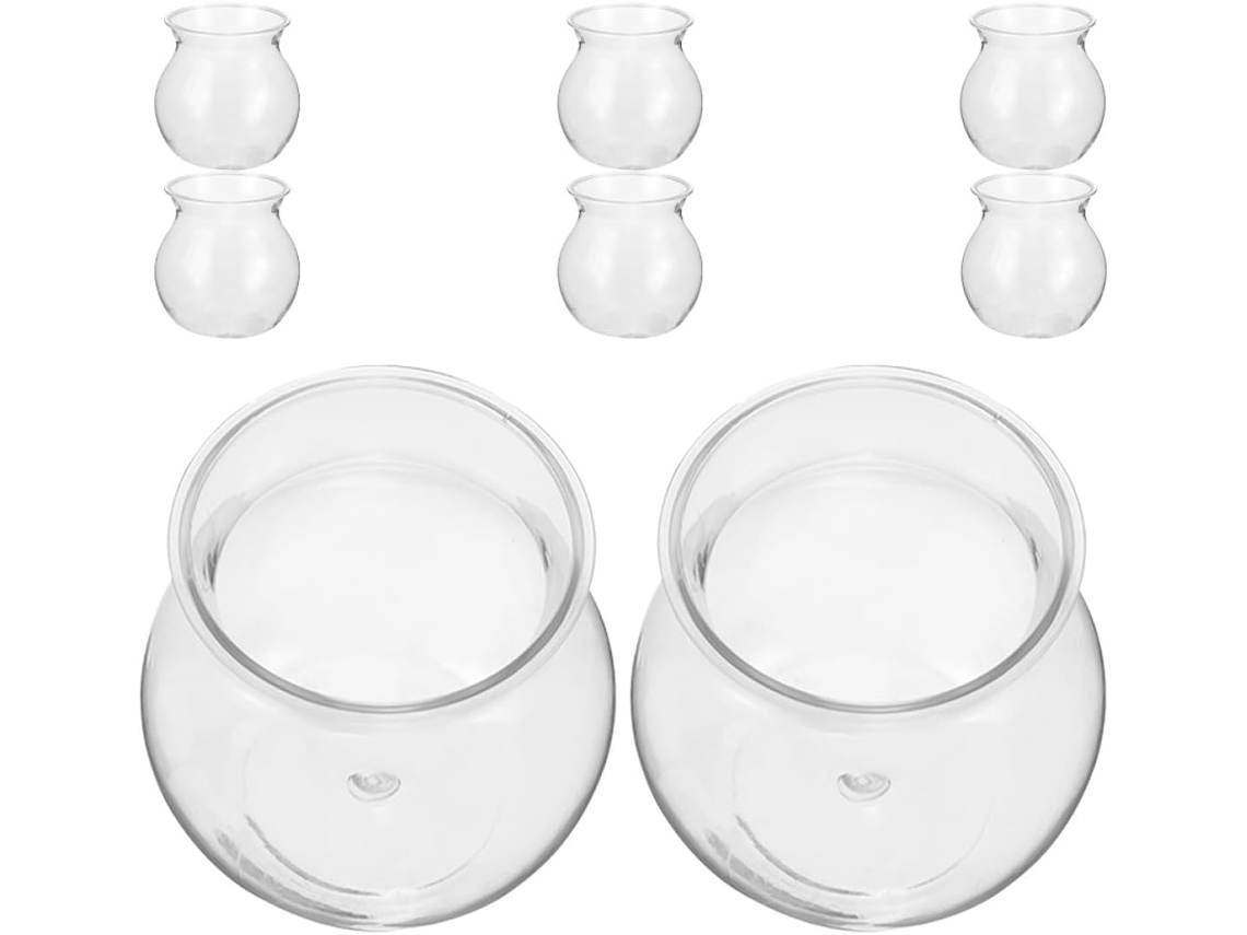 Juego De 8 Jarrones De Burbujas De Vidrio Transparente, Macetas Para