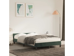 Cama con Plataforma y Cabecero Terciopelo Verde Oscuro (120x200 cm)