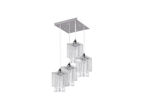 Lámpara De Suspensión Gracja En Metal Cromo 33X33X130 Cm EPIKASA
