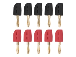 10 Conectores Banana De 4 Mm, 32 A, De Latón Chapado En Oro, Sin Soldadura, Conector Rápido (5 Rojos + 5 Negros)