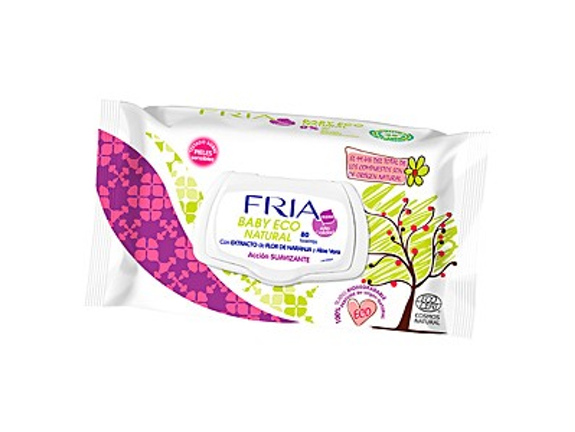 Toalhitas Corporais FRIA Ecocert Baby Wipes Softeners Com Tampa De 80 Unidades