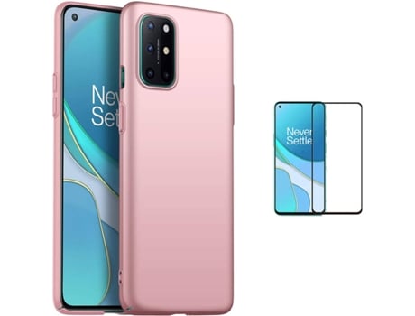 Kit Carcasa Y Protector Oneplus 8T Full Cover Turtleshell Rosa