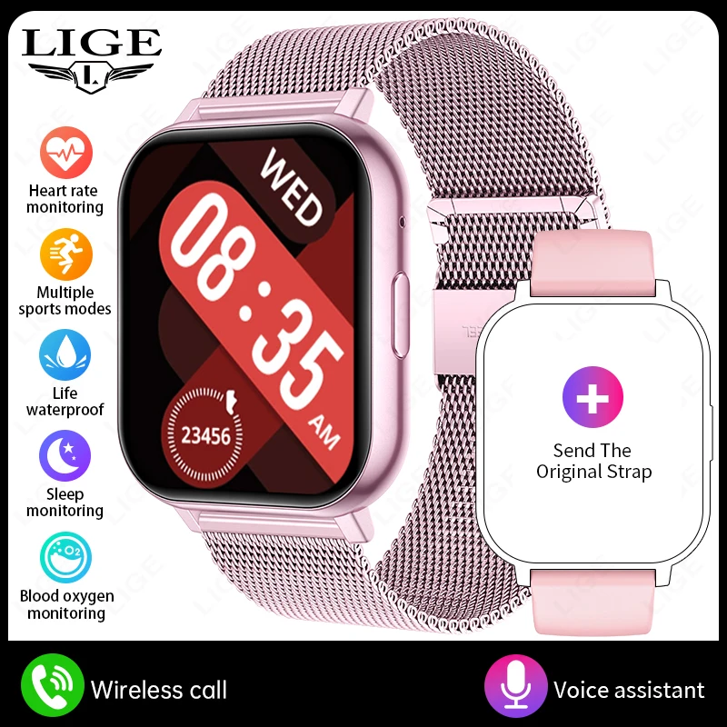 (rosa, Correa De Malla) Smartwatch Con Pantalla Táctil Completa De 1.83 Pulgadas, Fitness Deportivo, Soporte Para Llamadas Bluetooth