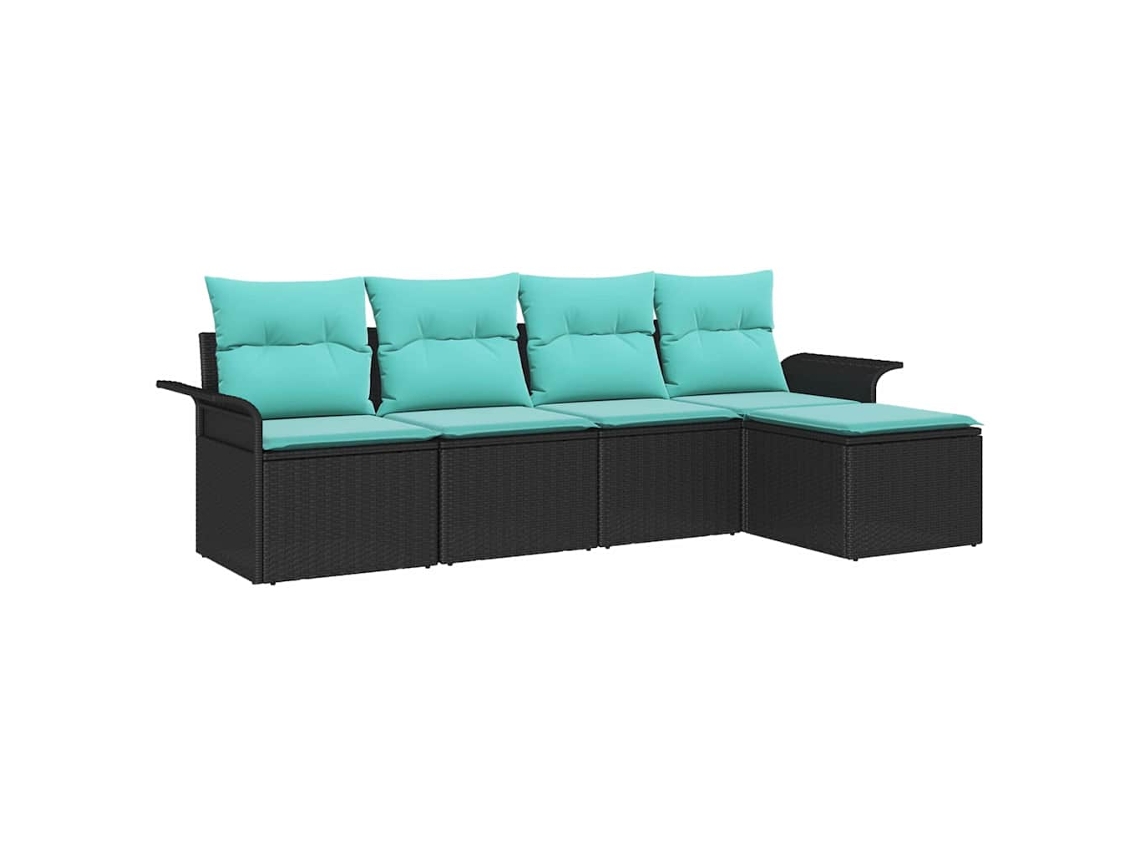 Maison Exclusive - Conjunto De Sofá De Jardín 5 Pcs Negro Ratán Sintético