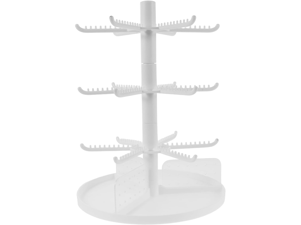 Nuobesty Soporte Giratorio De 3 Niveles Para Joyería Con Forma De Árbol, De Metal Negro, Organizador De Llaves Multifuncional.