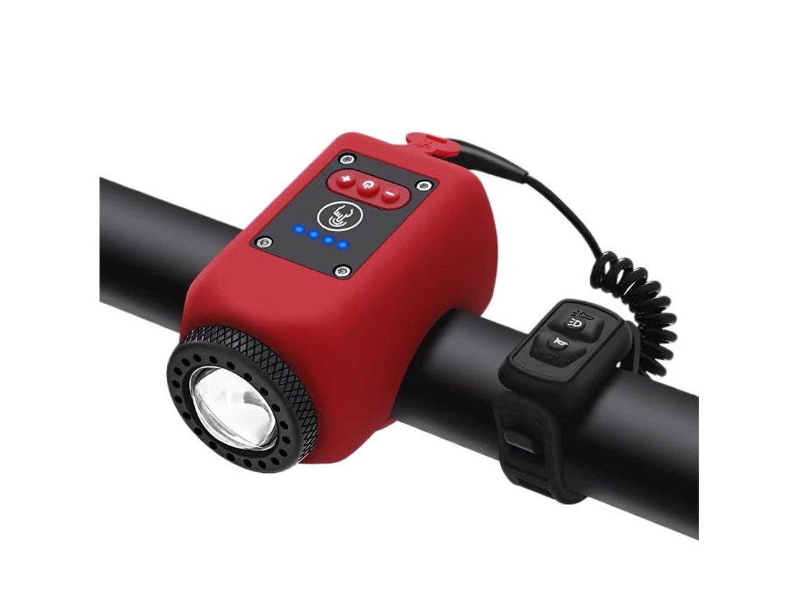 Luz de bicicleta Faro de conducción nocturna Bocina de carga USB Equipo de conducción de bicicleta de montaña a prueba de lluvia (rojo) IKIKSO