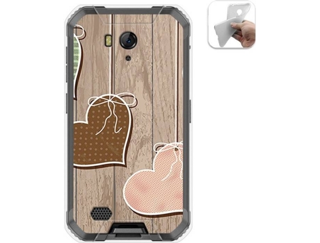 Carcasa Ulefone Armor X6 TUMUNDOSMARTPHONE Corazones Madera Multicolor